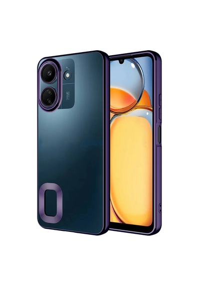 Zore Redmi 13c Kılıf Kamera Korumalı Logo Gösteren Nvth Omega Kapak - Derin Mor