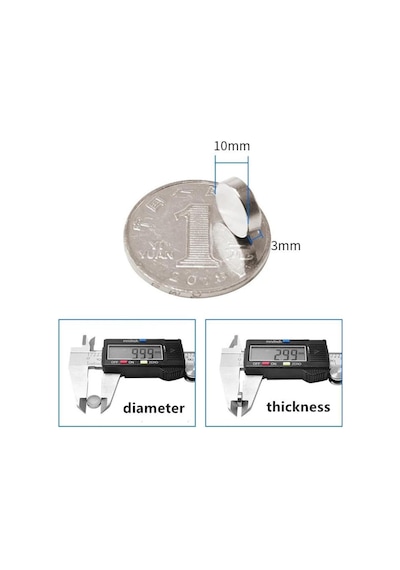 10 Adet Yuvarlak, Neodyum Mıknatıs, 10x3 Mm, Süper Güçlü Magnet