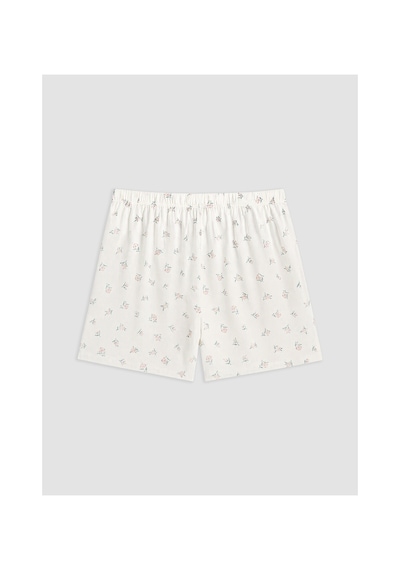 Lcw Dream Ekru Çiçekli Kadın Şort Pijama Alt