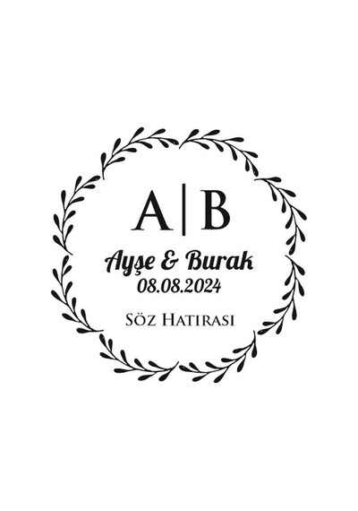 Köşeleri Çıkıntılı Dikdörtgen Mühür Kına Nişan Düğün 3x3 Cm Özel Etiket / 50 Adet Sticker Beyaz
