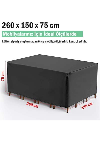 Bahçe Mobilya Koruma Örtüsü Branda 260x150x75 Cm Su Geçirmez