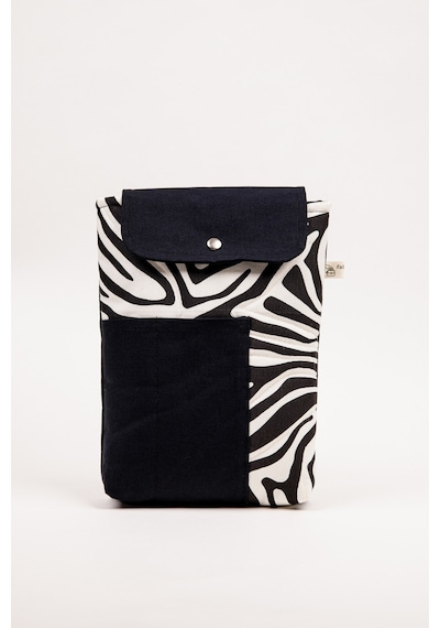 Kitap Defter Tablet Çantası Kanvas Zebra Desenli Organizer 25x30 Cm Kılıf