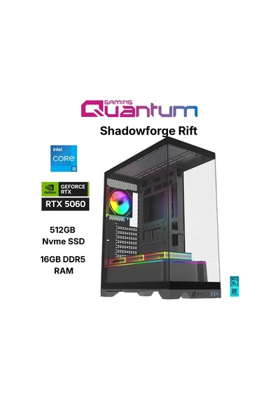 Quantum Gaming Shadowforge RIFT i5-14400F 16 GB 512 GB NVMe SSD SSD 8 GB RTX5060 Free Dos Masaüstü Oyuncu Bilgisayarı