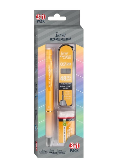 Deep Versatil Kalem, Silgi Ve Kalem Ucu 0,7mm 3'lü Set - Nane Yeşili