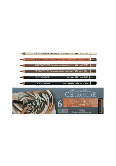 Cretacolor Oil Pencils Drawing Set Yağlı Çizim Kalemleri 6lı Metal Kutu 40007