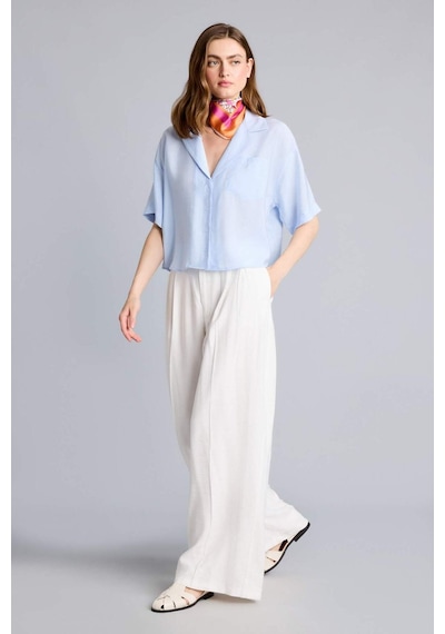 Defacto Pijama Yaka Modal Kısa Kollu Açık Mavi Gömlek H7938ax26smbe40 Mavi-be40