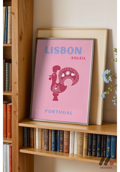 Lizbon Portekiz Posteri, Siyah Çerçeveli Duvar Tablosu - Seyahat Severlere Hediye