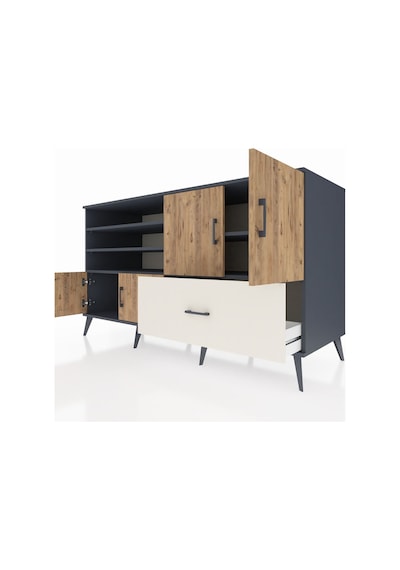 Kronos Konsol 5 Raflı Tek Çekmeceli 4 Kapaklı 176x59x99 Antrasit- Antrasit-çam/aytaşı Kronos Konsol 5 Raflı Tek Çekmeceli 4 Kapaklı 176x59x99 Antrasit- Antrasit-çam/aytaşı