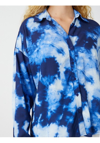 Koton Batik Görünümlü Gömlek Lacivert Desenli 2sak60195cw