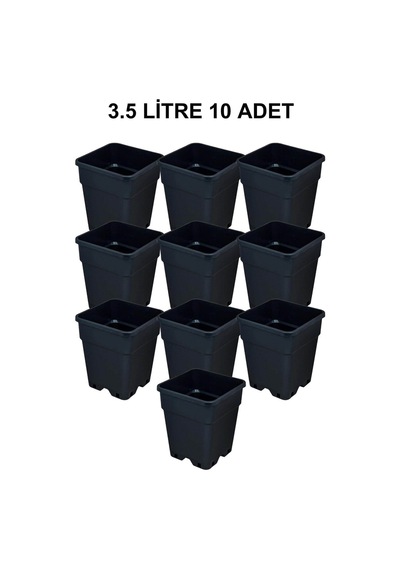 Grow Wizard Plastik Kare Saksı 3.5 Litre 10 Adet
