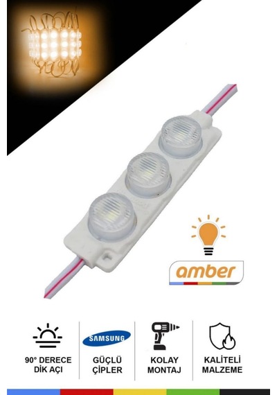 Dc 12v 3w Turuncu Modül Parmak Led Su Geçirmez Tabela Aydınlatma Dekoratif Led Modül 10 Adet