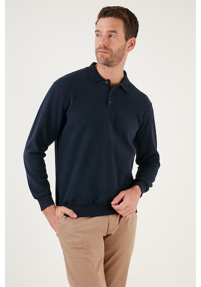Buratti Pamuk Karışımlı Regular Fit Erkek Polo Yaka Kazak 456223 Lacivert
