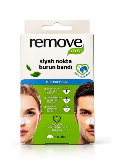 Remove Care Siyah Nokta Burun Bandı 6 Adet Gözenek Temizleyici, Siyah Nokta Ve Fazla Yağ Temizleme Bandı, Tüm Cilt Tipleri
