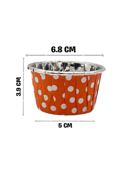 Turuncu Silver Puantiyeli Muffin Kek Kapsülü 50li - V Kağıt Turuncu Diğer