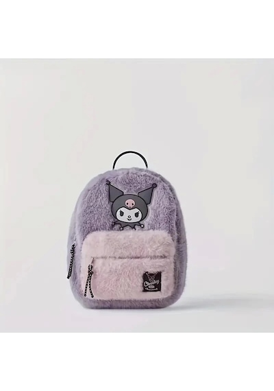 Kuromi Peluş Sırt Çantası Pembe - Mor Kaliteli Sevimli Karikatür Tasarım, Ayarlanabilir Askı Hafif G Çok Renkli