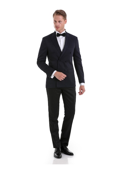 Hatemoğlu Lacivert Slim Fit Düz Sivri Yaka Klasik Kruvaze Smokin Damatlık Lacivert Hatemoğlu Lacivert Slim Fit Düz Sivri Yaka Klasik Kruvaze Smokin Damatlık Lacivert