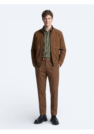 Kip Karamel Regular Fit Dik Yaka Casual Deri Mont