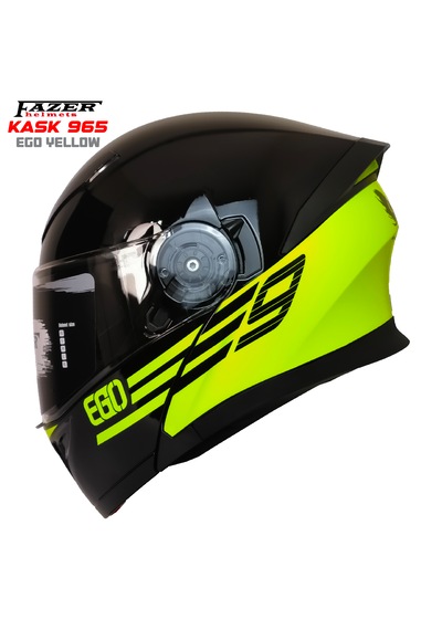 Ego Yellow Kask 965 Çene Açılır Kask Ego Sarı Desenli Kask