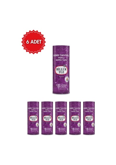 Billur Mineralli İyotlu Sofra Tuzu 500 G X 6 Adet Zenginleştirilmiş Sofralık Tuz