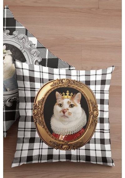 Kedi Kıyafetli Hayvanlar Çift Taraflı Kırlent Kılıfı Krl928n11 Siyah