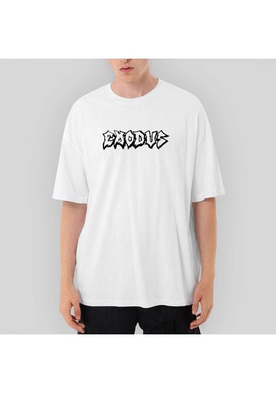 Exodus Text Oversize Beyaz Tişört Beyaz