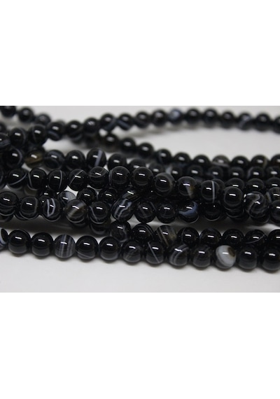 Akik Taşı Yarım Dizi 6 MM (17309) 18 CM Çok Renkli