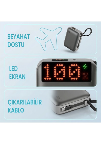 Bix Pb120 20000mah 65w Type-c Pd Kompakt Tasarımlı Dijital Göstergeli Powerbank Taşınabilir Hızlı Şarj Cihazı Yeşil