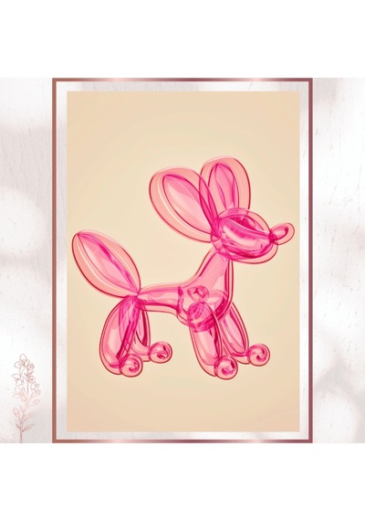 Pembe Balon Köpek - Modern Pop Art Pvc Tablo