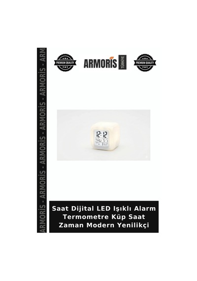 Saat Dijital Led Işıklı Alarm Termometre Küp Saat Zaman Modern Yenilikçi Çok Renkli