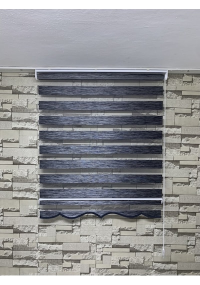 Antrasit Gri Renk Bambu Zebra Perde (Etekli)