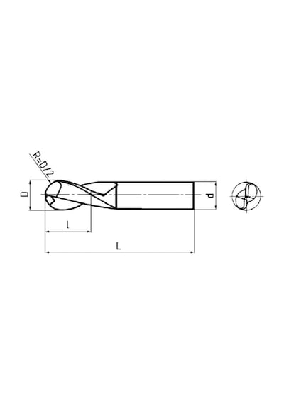 Fett 9x11x61mm Jit Dın1889 Hss C221 2 Ağızlı Kısa Küresel Freze