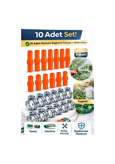 1/2 Hortum Ekleme Aparatı Seti 10 Adet Bağlantı Aparatı Ve 20 Adet Kelepçe Dahil Hortum Seti 1