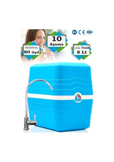 WaterMelon Wm21 Premium 5+5 Ultramineral 8 Litre Metal Tanklı 10 Aşamalı Pompasız 80 GPD WaterMelon Membranlı Su Arıtma Cihazı
