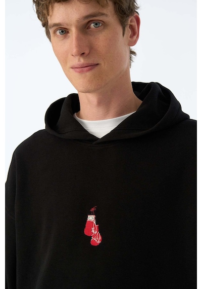 Socrates Dergi Boxing Gloves Supersoft Cepli Hoodie - Siyah SIYAH