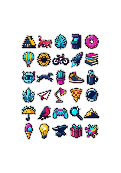 Sanat Tasarım Pop Sticker Seti 150 Adet - 5'li Mega Paket - Laptop Defter Ajanda Etiketi Çok Renkli
