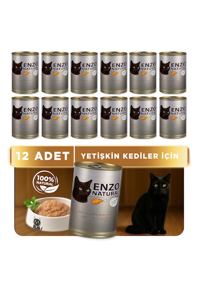 Enzo Natural Tavuk Etli Konserve Yaş Kedi Maması 410 Gr X 12