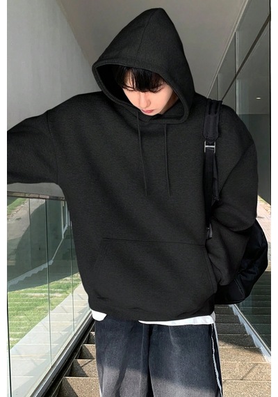 Genius Store Erkek Sweatshirt Kanguru Cepli İçi Polarlı 3 İplik Kapüşonlu Oversize Sweatshirt Kanguru-sweatshırt Siyah