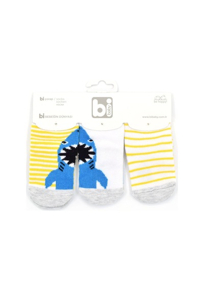 Bibaby Shark 3'lü Bebek Çorabı 68215