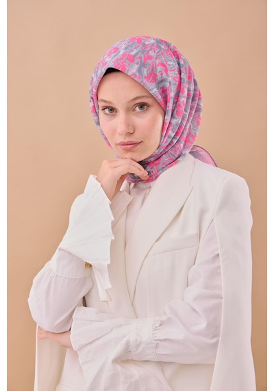 Silk Home Soft Eşarp 73091-28 Fuşya, Gri, Koyu Gri, Beyaz