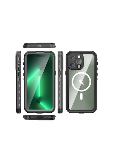 Apple Uyumlu iPhone 14 Pro Max Kılıf 1-1 Su Geçirmez Kılıf Siyah