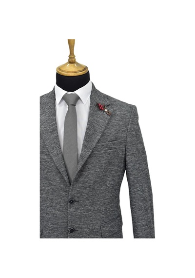 Erkek Tek Spor Ceket Çift Yırtmaçlı Bgl-st03972 Koyu Gri