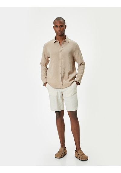 Koton Basic Gömlek Uzun Kollu Klasik Yaka Düğmeli Pamuklu Regular Fit Bej 4sam60196hw Ekru Koton Basic Gömlek Uzun Kollu Klasik Yaka Düğmeli Pamuklu Regular Fit Bej 4sam60196hw Ekru