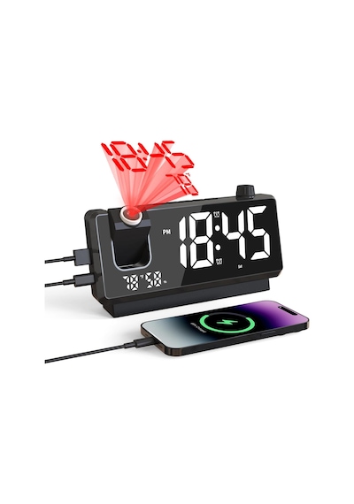 Valkyrie Projeksiyonlu Dijital Alarm Saat Dahili Bataryalı Led Ekranlı Usb Şarj Çıkışlı Siyah