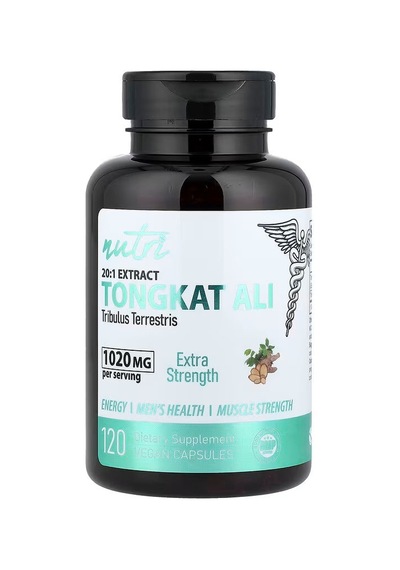 Nutri, 20:1 Extract Tongkat Ali Tribulus Eurycoma Longifolia 120 Vegan Capsules