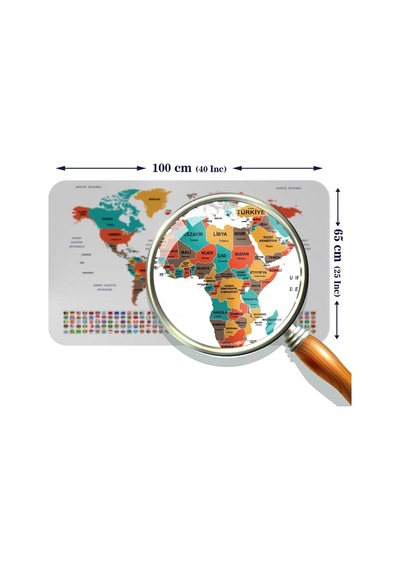 Eğitici - Öğretici Dünya Ve Türkiye Haritası Çocuk Odası Duvar Sticker-60x105-3886 Renkli