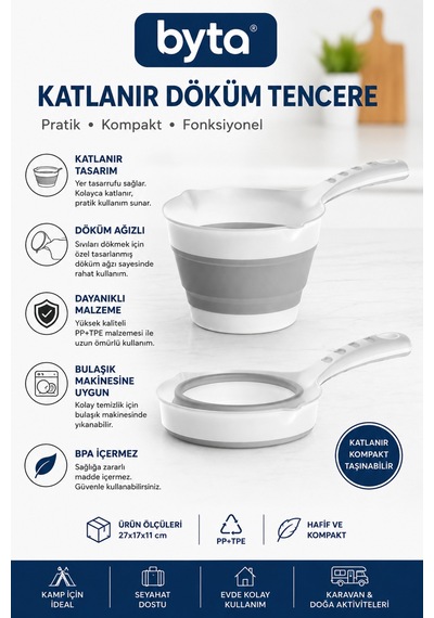 Katlanabilir Silikon Maşrapa Ve Su Dökme Kabı 27x17x11 Cm Çok Amaçlı, Banyo, Mutfak Ve Kamp Kullanımı Gri