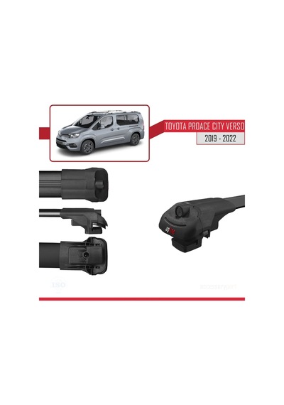 Toyota Proace City Verso 2019-2022 Arası İle Uyumlu Ace-1 Ara Atkı Tavan Barı Siyah 4 Adet Bar