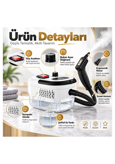 Hiltech 2500W Taşınabilir Buharlı Temizleyici