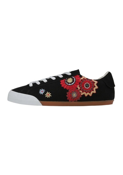 Kadın Vegan Deri Siyah Sneakers - Blooming İn The Dark Tasarım Çok Renkli Kadın Vegan Deri Siyah Sneakers - Blooming İn The Dark Tasarım Çok Renkli