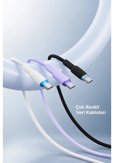 Ven-dens Vd-dc09cc 60 W Pd Type-c To Type-c Hızlı Şarj Ve Veri Kablosu, 1 Metre, Örgü Kaplama, Siyah